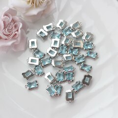 Подвеска с фианитом 13*9 мм, голубой, родий, П382