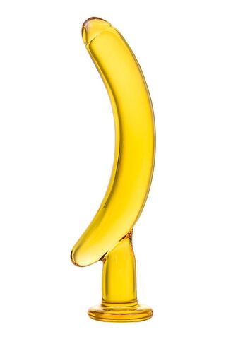 Жёлтый стимулятор-банан из стекла - 17,5 см. - Sexus Sexus Glass 912123