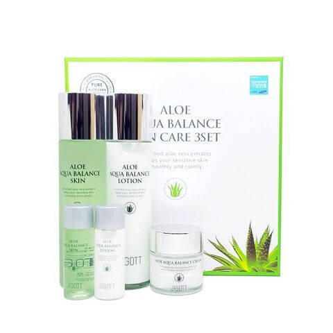 Jigott Aloe Aqua Balance Skin Care 3Set набор для лица с экстрактом алоэ