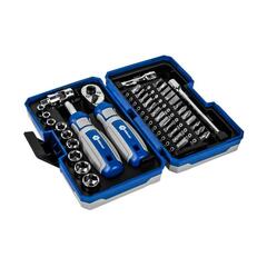 Набор бит и головок с трещоткой КОБАЛЬТ 38 пр.,CR-V (24 биты, 9 головок, трещотка, отв. рук., 2 удл., шарнир) (915-069)