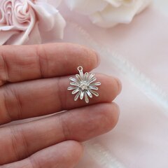 Подвеска Цветок с фианитом 17*15 мм, родий, П284