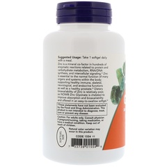 Now Foods, Глицинат цинка, 120 мягких таблеток