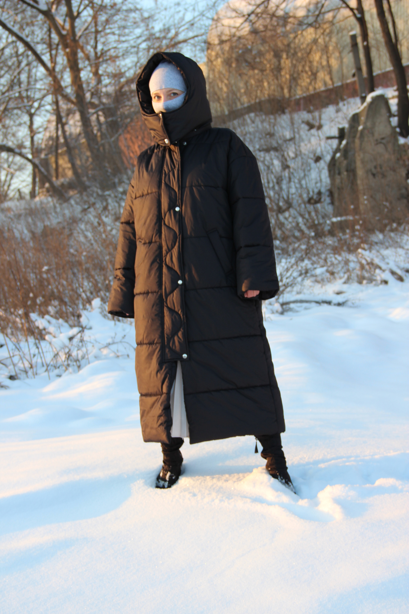 Пальто утеплённое, стёганое, длина маxi