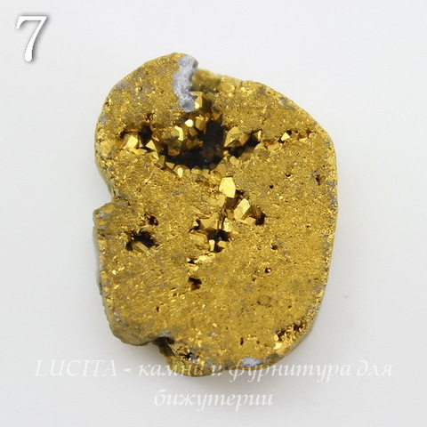 Бусина Агат с Кварцем с жеодой (тониров), цвет - золотой, 25-30 мм (№7 (29х22 мм))