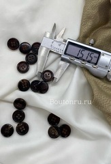 Пуговицы на прокол натуральный рог темно-коричневые с бежевыми прожилками