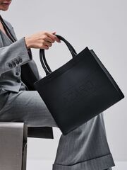 Сумка кожаная шоппер черная