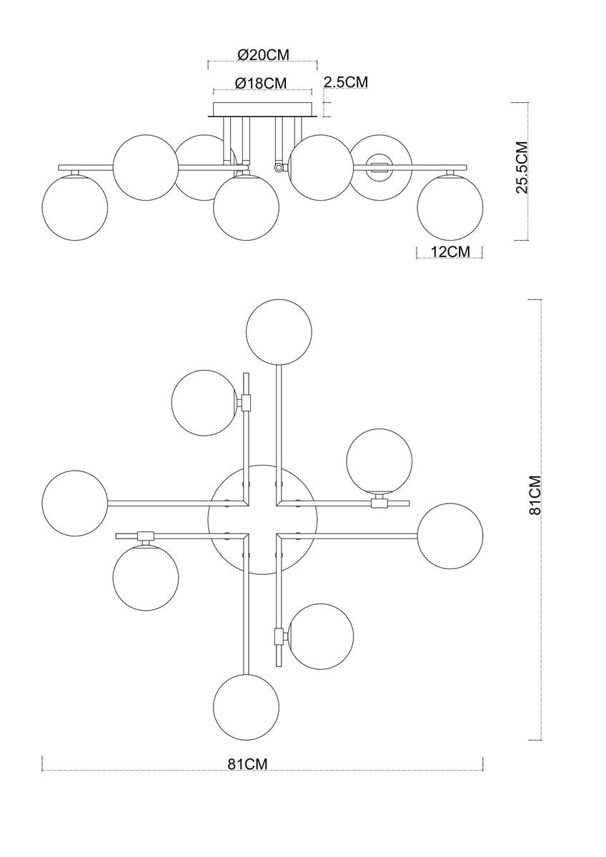 Потолочная люстра Arte Lamp Gemini A2243PL-8BK