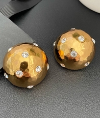 Крупные серьги -клипсы круглые из латуни YSL