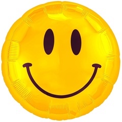Аг 18''/46 см, Круг, Смайл, Желтый, 1 шт.
