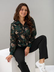 Толстовка К-184/изумрудный-хризантемы