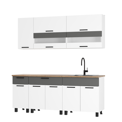 кухонный гарнитур МОНТАНА 2,0 м (белый/графит)