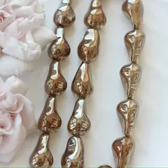 Бусины стеклянные, коричневый с зеркальным покрытием, фриформ 22*13 мм, 1 бусина, МК048