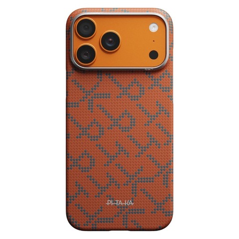 Чехол Pitaka Edge Case для iPhone 17 Pro, Оранжевый монограм | Monogram Gold/Orange