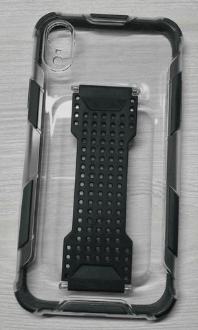 Противоударный чехол с ремешком-держателем для iPhone XR (Прозрачный с серым)