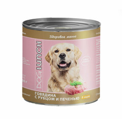 ДОГ ЛАНЧ консервы для собак (говядина с рубцом и печенью в соусе) 750г