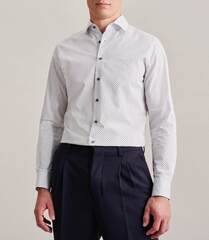 Сорочка мужская Seidensticker Slim Fit 01.642210-35 белая с изящным принтом