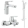 Grohe 1000179 Набор для душа Eurosmart Cosmo: Смеситель для рак (23325000), смеситель для ванны (32831000), Tempesta 100 II с полкой (27926001), хром