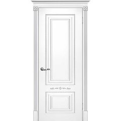 Купить Межкомнатная дверь эмаль Смальта 04 белая Ral 9003 патина серебро глухая