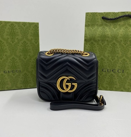 Мини-сумка на плечо женская Gucci GG Marmont черный