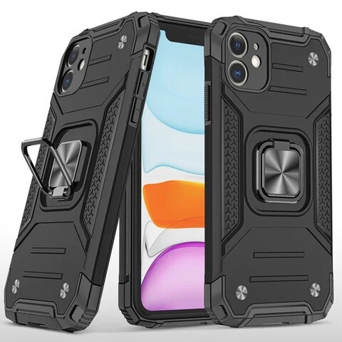 Противоударный чехол Strong Armour Case с кольцом для iPhone 11 (Черный)