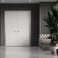 Двустворчатая распашная дверь эмаль Profil Doors 10PE крем вайт глухая