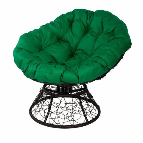 Кресло Papasan с пружиной, цвет плетения коричневый, цвет подушки зеленый