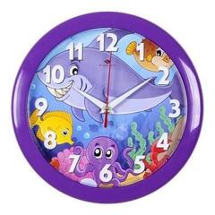 Часы 21 Bek настенные  2323-115 круг d=23см, корпус фиолетовый "Морские обитатели""Рубин"