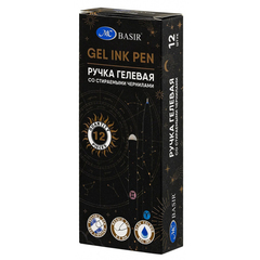 
          Ручка гелевая, пиши-стирай, Basir, синие чернила, серия "Знаки зодиака", чёрный матовый корпус