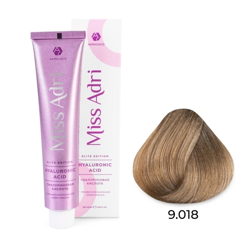 Крем-краска для волос Miss Adri Elite Edition, оттенок 9.018 Очень светлый блонд прозрачный лакричный, ADRICOCO, 100 мл