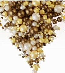 Шарики кранч бронза, желтый, серебро микс 100 гр.