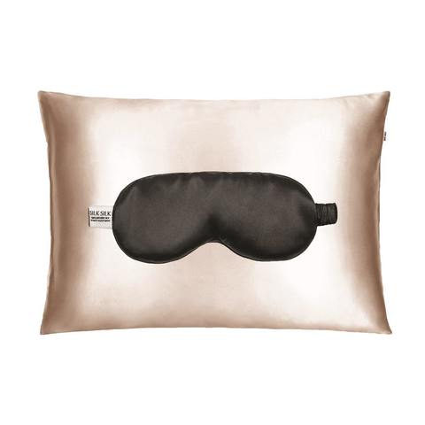 Набор для сна Silk Silk карамель/черный (наволочка + маска)