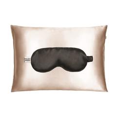 Набор для сна Silk Silk карамель/черный (наволочка + маска)