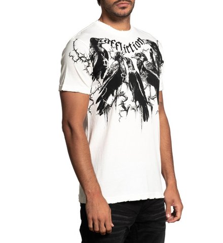 Affliction | Футболка мужская Crows White A22657 правый бок