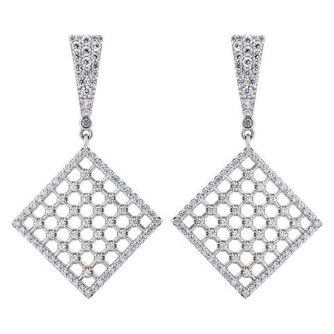 Amulet Earrings,Rhodium,Cubic Zircons