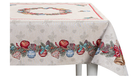 Скатерть 140х180см Mix&Match Home Еловые ветки бежевая