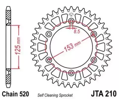 Звезда ведомая алюминиевая JTA210 48BLK