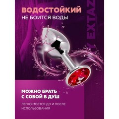 Анальная пробка маленькая Alive Anal Pleasure, металл с красным кристаллом L: 9х4,1 см