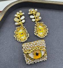 83502- Кольцо квадратное Глаз (EYE) с микрожемчугом в стиле Schiaparelli