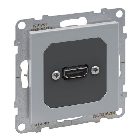 Розетка HDMI версия 1.4 с предварительным подключением. Цвет Алюминий. Legrand серия SUNO. 721349