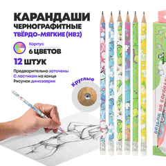 
          Набор черных простых заточенных карандашей, 12 шт, с ластиком, MC-Basir, с рисунком Дракончиков, деревянные обычные чернографитные карандаши для начинающих, HB (твердо-мягкий)