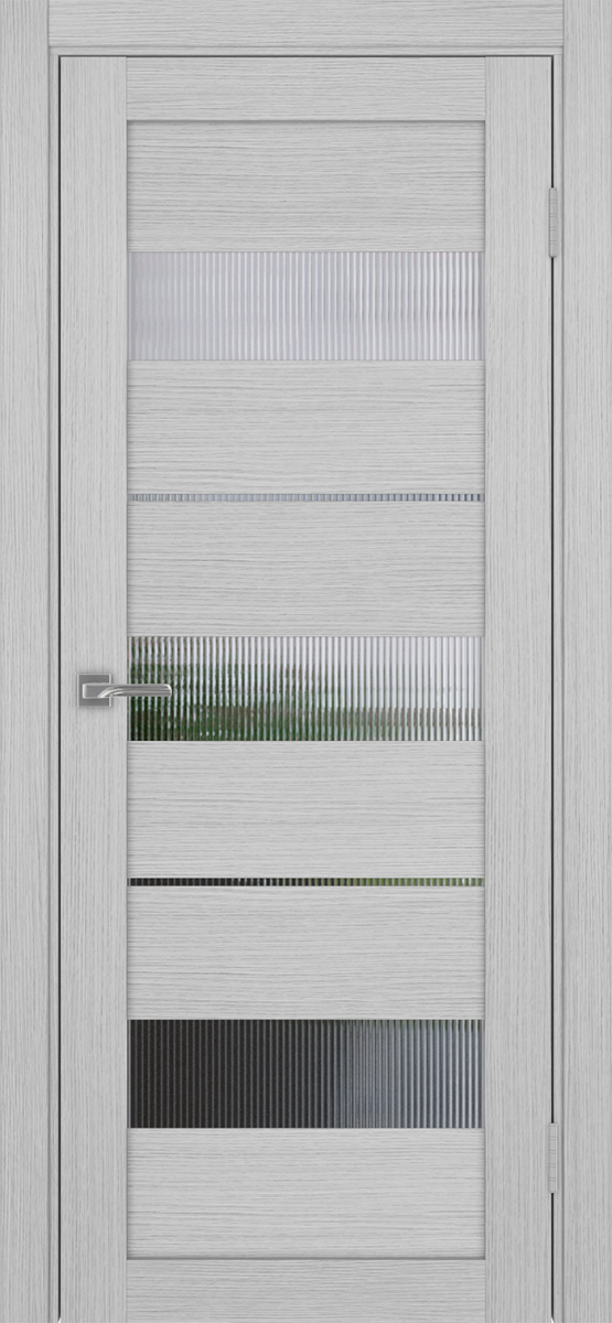 Дверь межкомнатная Оптима Порте Турин 526.122, цвет серый дуб, экошпон, стекло мору