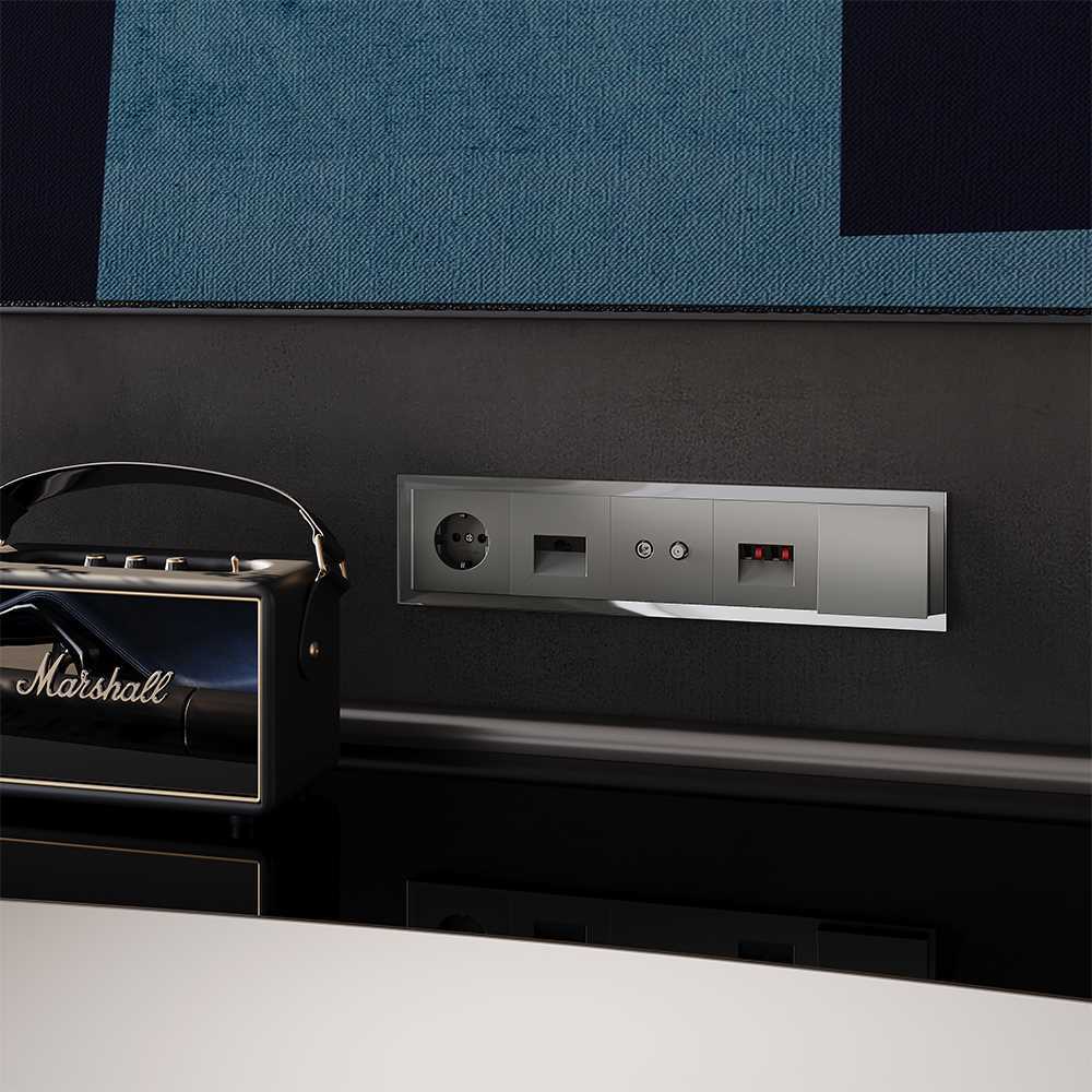 Рамка стеклянная Voltum S70 на 5 постов, (титан, стекло) VLS110506