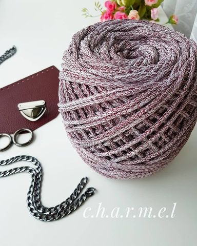 Burgundy melange Polyester cord 5 mm