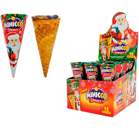 Изделие из десертной пасты в рожке MINICCO cornet (Santa) 1кор*8бл*12шт, 25гр