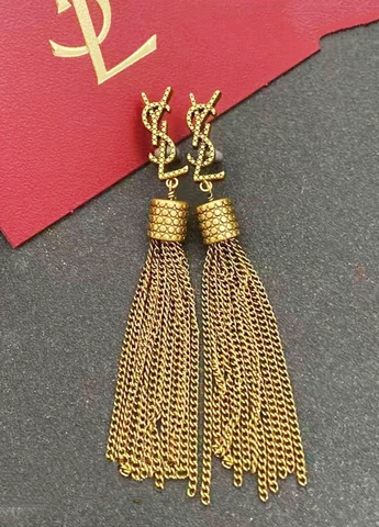 Серьги длинные с кисточками из цепочек style by YSL