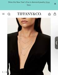 Длинное колье-нитка 33 камня из серебра 925пробы с завальцоваными куб.цирконами в стиле Tiffany