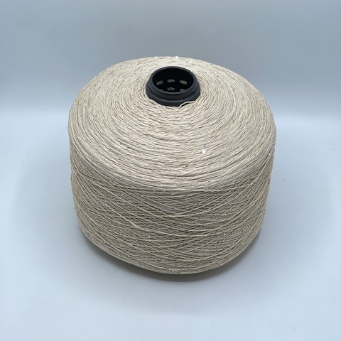 Бобинная пряжа, Linette Pailletes, 450м, 80% Лен, 20% Полиэстер(пайетка), Крем+пайетка. 39377