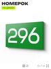 Номер на дверь 296, табличка на дверь для офиса, квартиры, кабинета, аудитории, склада, зеленая 120х70 мм, Айдентика Технолоджи