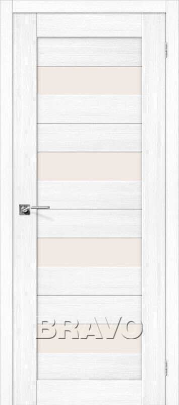 Дверь межкомнатная белая Браво Porta X Порта-23, цвет сноу вералинга, экошпон, стекло Magic fog