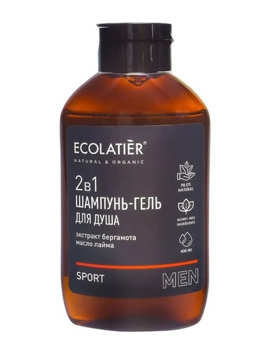 EO Laboratorie ECOLATIER MEN Шампунь и гель для душа 2 в 1 Sport мужской, 400мл